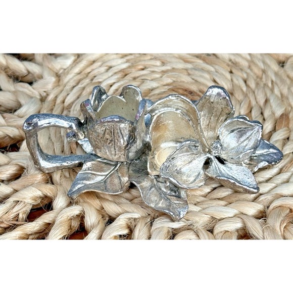 Arthur Court Other - Arthur Court Magnolia Salt Pepper Holder Base 2001 Only Aluminum Floral Fairy